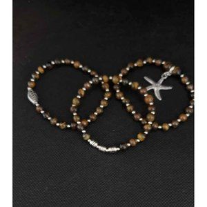 Golden Brown Tiger's Eye Bracelet Set Unisex